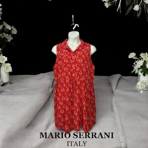 NWOT, Mario Serrani Italy, Plus Size Sleeveless Red Floral Dress, Size XXL